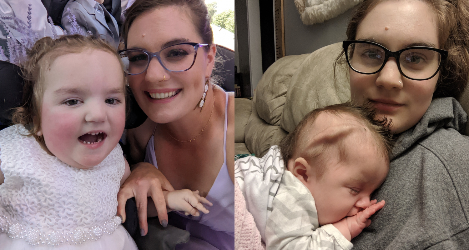 Alyssa Nutile is pictured with Gemma, dressed up at a wedding, and snuggled up on a couch.